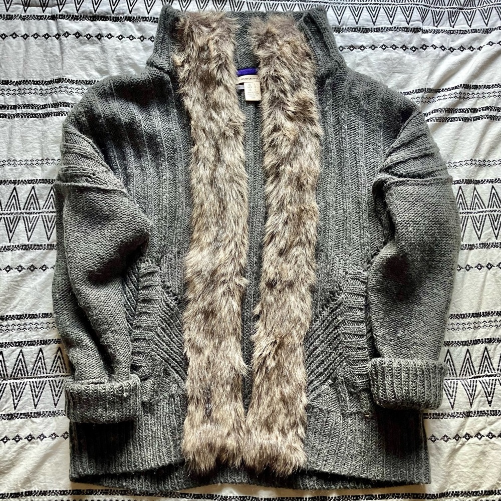 DKNY faux fur outlined sweater